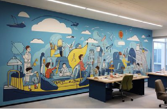  义马办公室墙绘的特点。