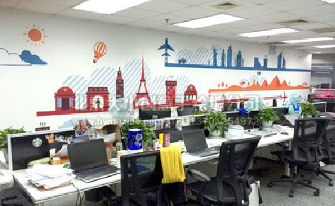  义马教你设计办公室墙绘的方法。